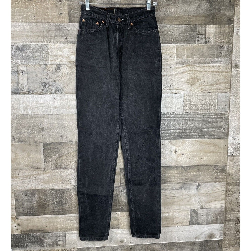 Vintage Levis 512 Jeans Juniors 7 Slim Fit Tapered Leg Black Denim Distressed 90